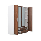 Zetland Wardrobe 4 Door 4 Drawer with Mirror - Walnut