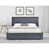 Lucas Fabric Bed with 4 Drawers- Double