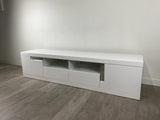 BJ Mantora - High gloss  Top 2 Door 2 Drawer TV Unit, 200cm, White