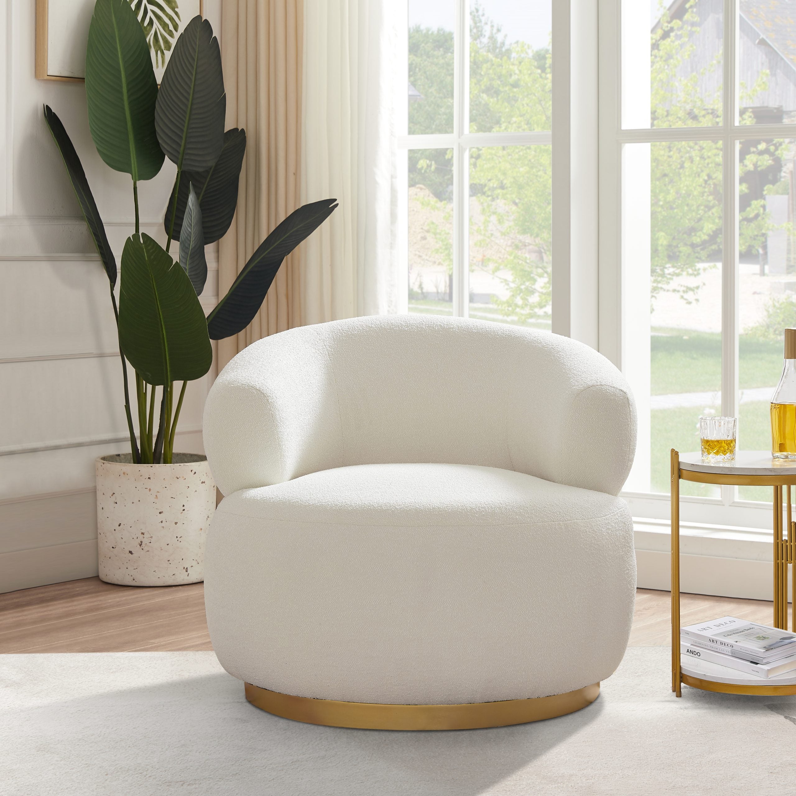 Bellissimo Oro Swivel Chair-White Boucle