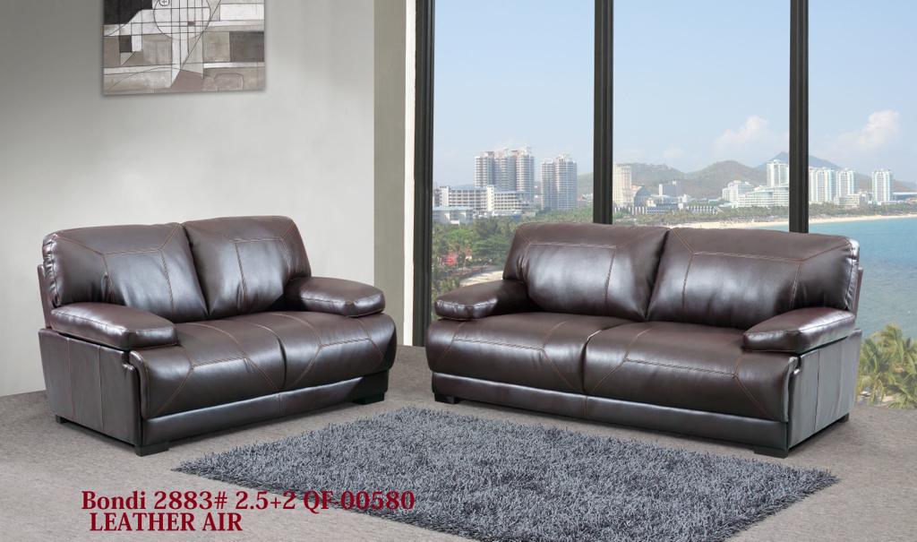 Bondi New 3 and 2 seater  Leather Air sofa suite in brown or black AIR leather