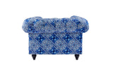 Chesterfield Blue & White Digital Print Arm Chair / 2 Seater / 3 Seater