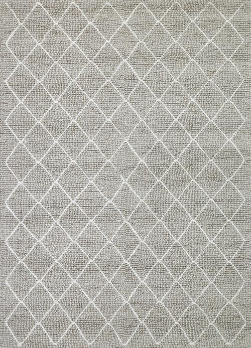 Tweed Diamond Weave Beige Handmade Wool Rug