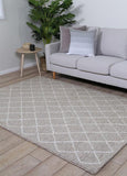 Tweed Diamond Weave Beige Handmade Wool Rug