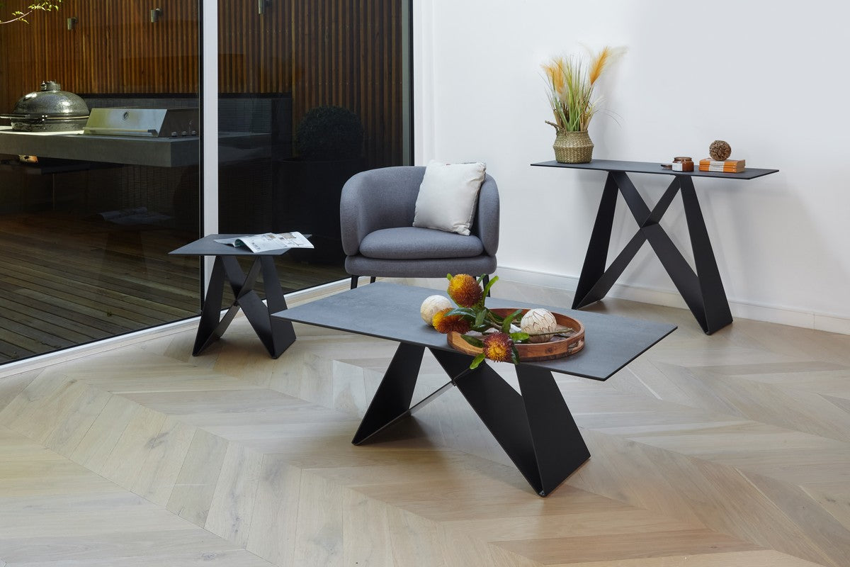 Etna Console Table in Shadow grey Italian Ceramic and Black