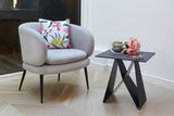 Etna Side Table in Shadow grey Italian Ceramic and Black