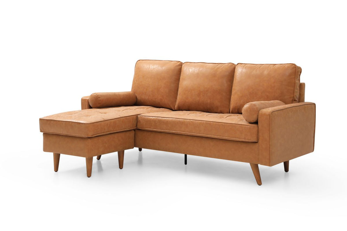 COOGEE L-SHAPE FAUX LEATHER REVERSIABLE CHHAISE SOFA