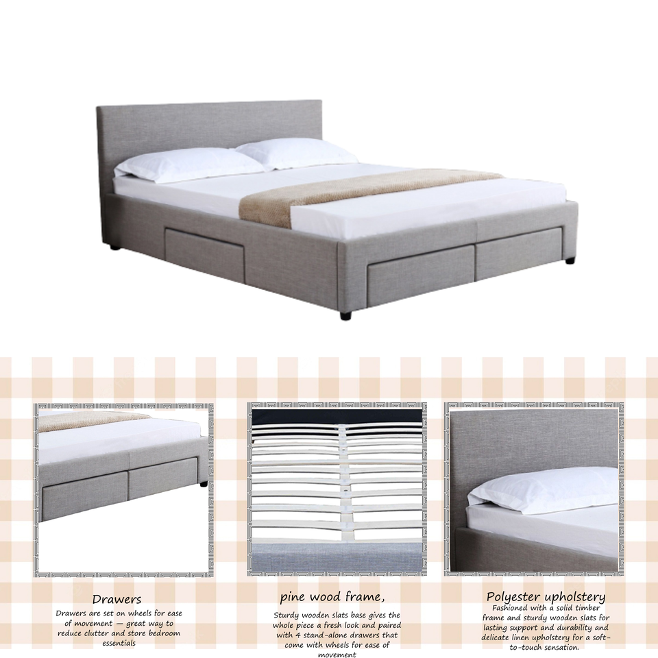 Nicole Double Bed With Drawers