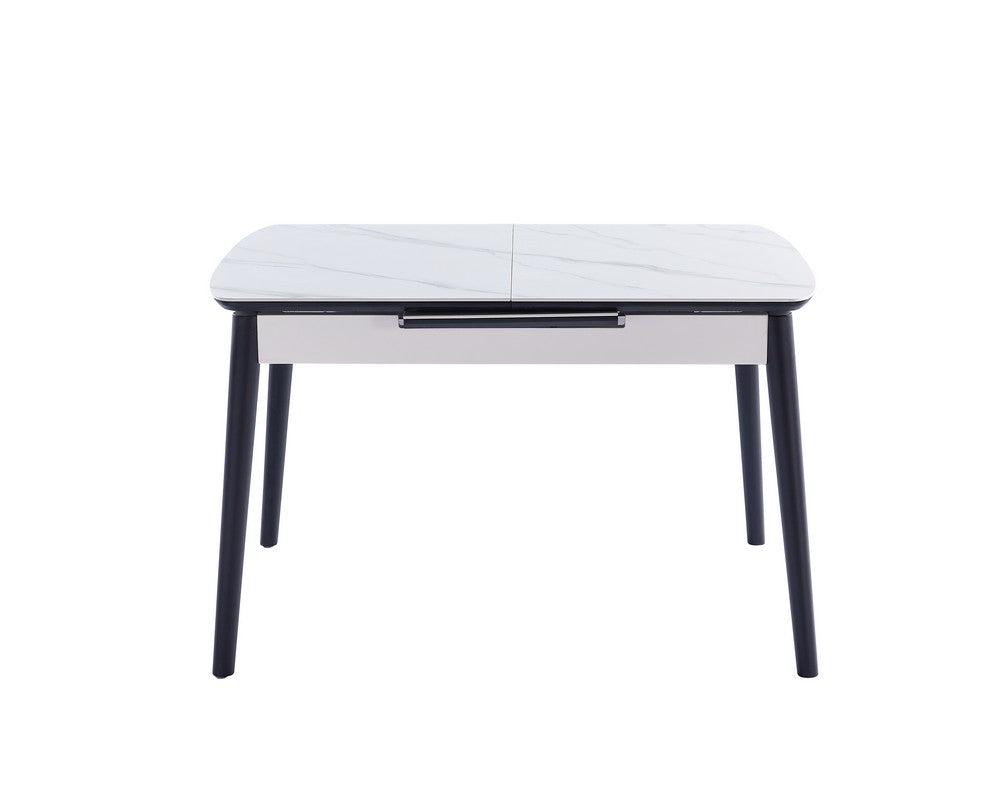 Mila Extension Dining Table Snow White Ceramic