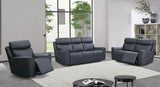 Paris 3 Piece Leather Electric Recliner Lounge Suite, 3+2+1 Seater, Black & Grey