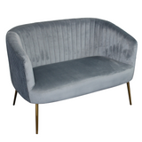 Perla 2 Seater Spruce/Blush/Black velvet fluted back Gold legs