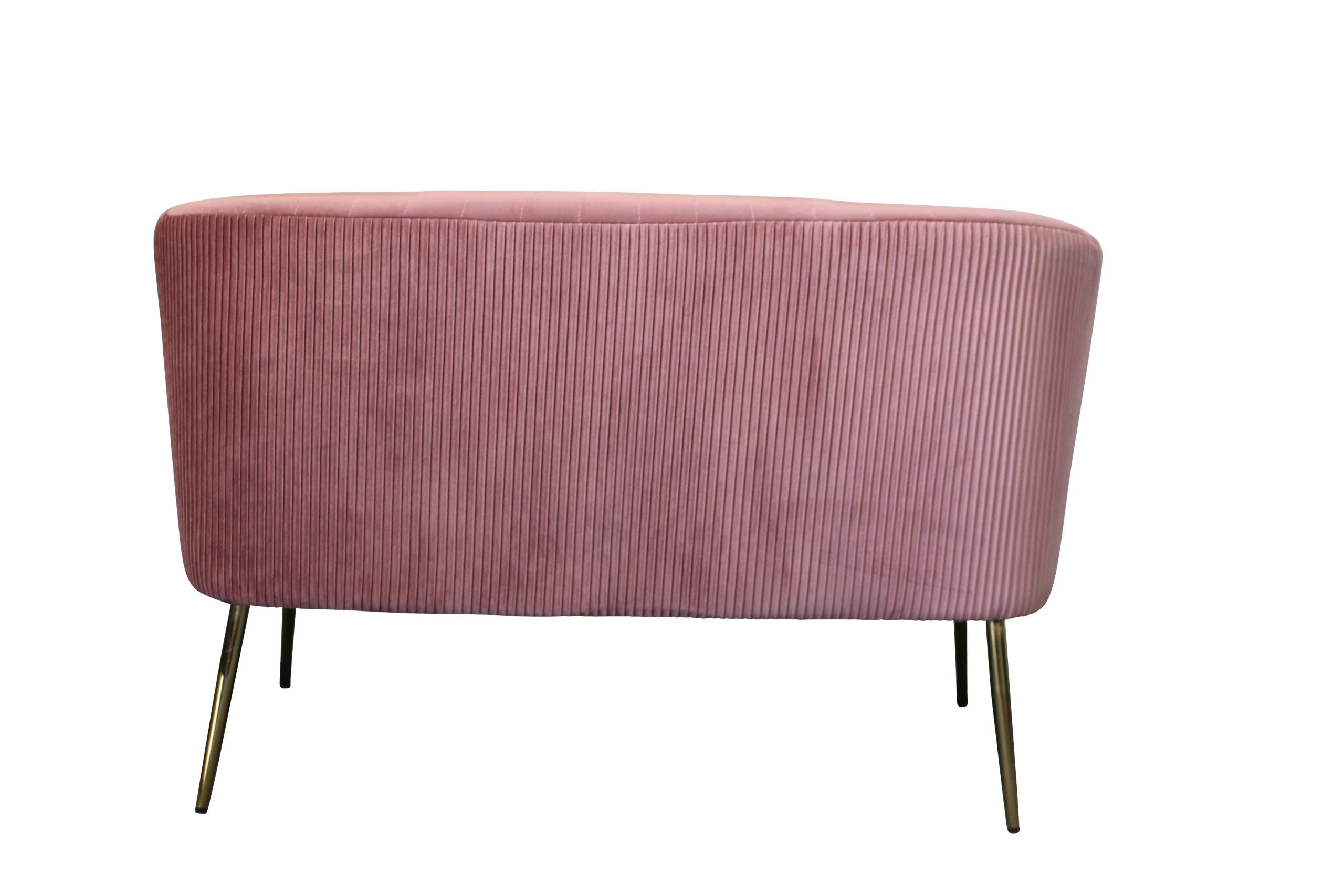 Perla 2 Seater Spruce/Blush/Black velvet fluted back Gold legs