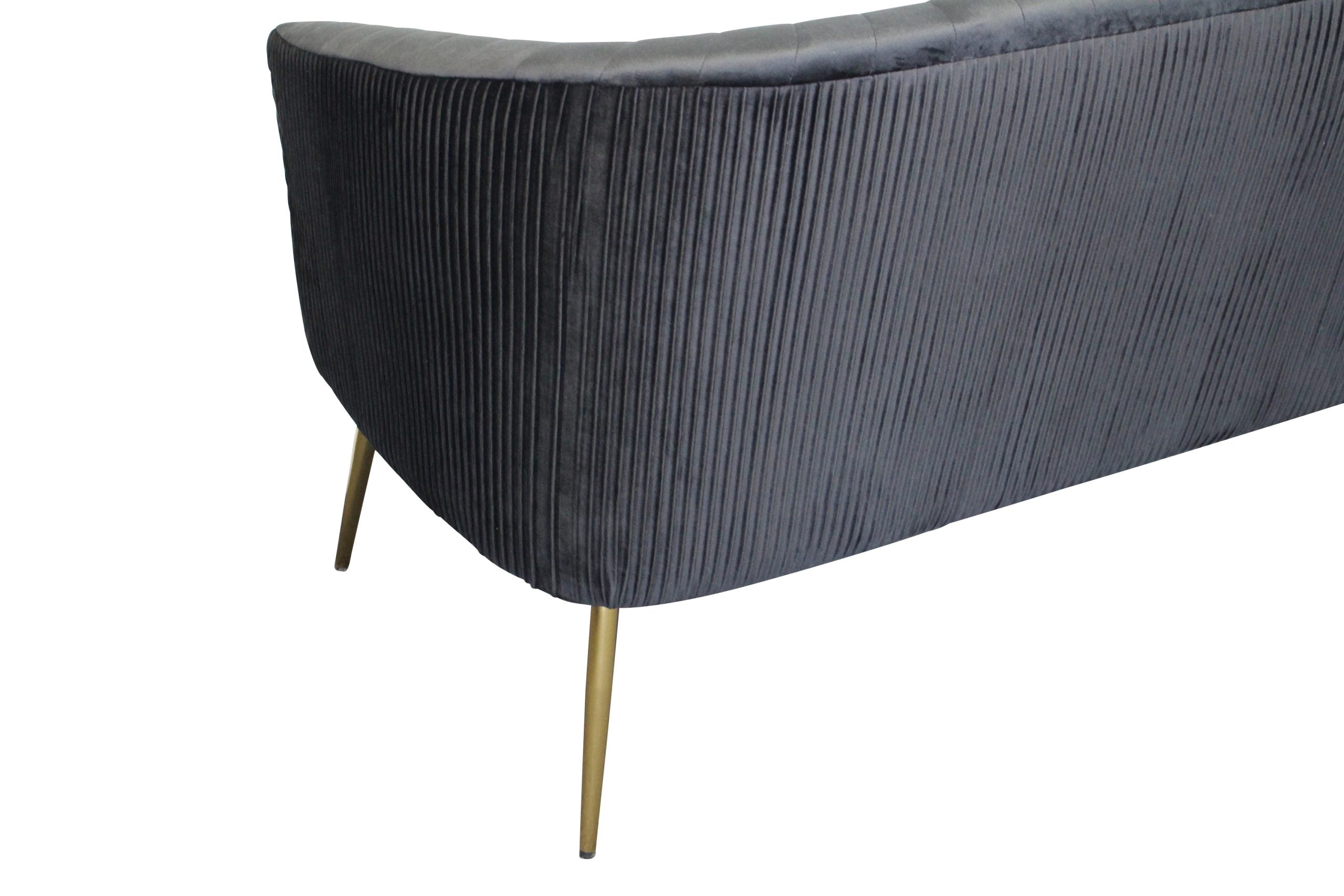 Perla 2 Seater Spruce/Blush/Black velvet fluted back Gold legs