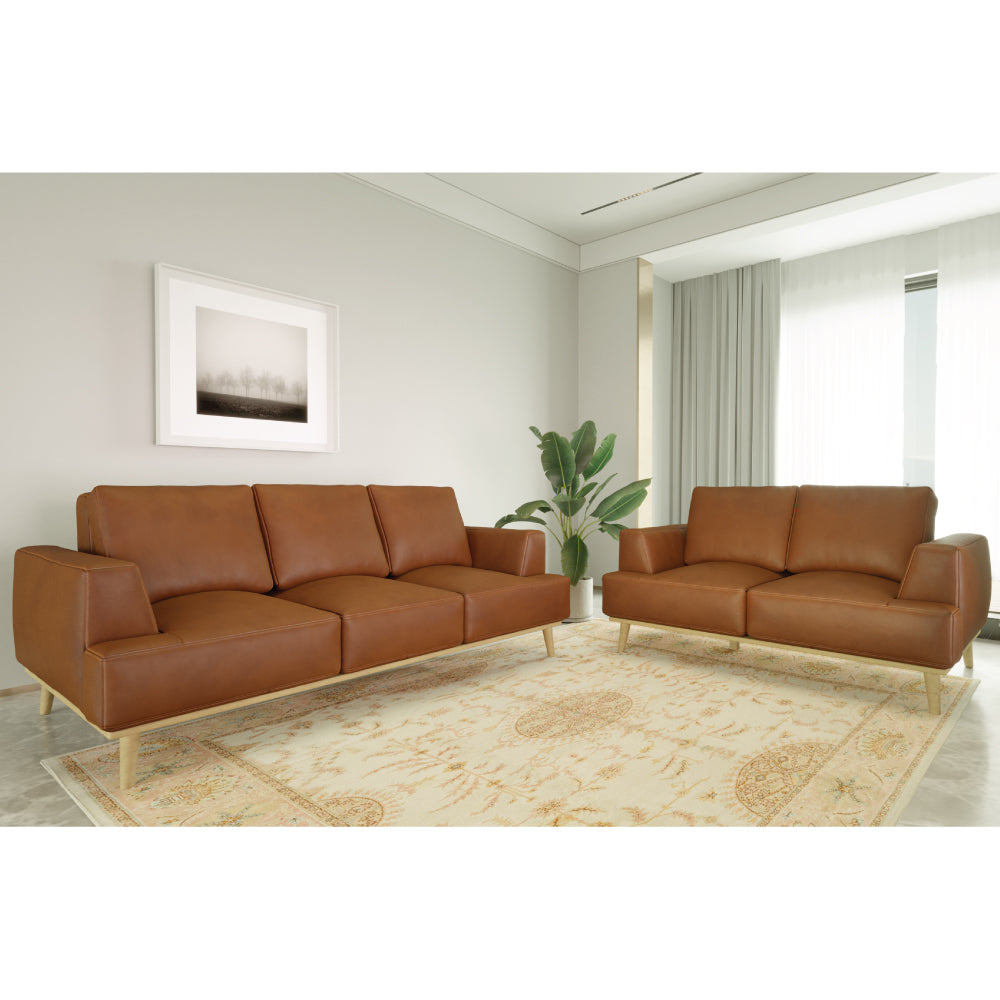 Tommy Claremont Italian Leather Sofa, 3 and 2 - Seater  Tan/Grey