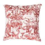 Toile Cushion Blue/Red Print Velvet