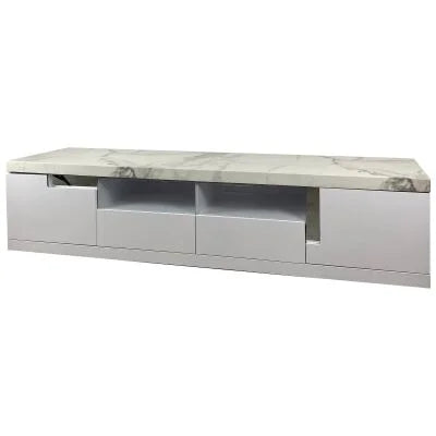 BJ Chloe -  MARBLE Top 2 Door 2 Drawer TV Unit, 200cm, White