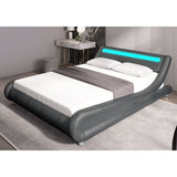 Thomas Bed with LED light - Queen / Double - Grey / White