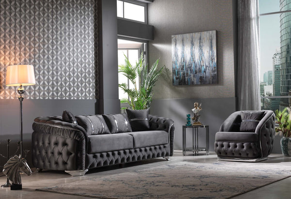 Arizona Luxury Sofa Set - Beige & Black