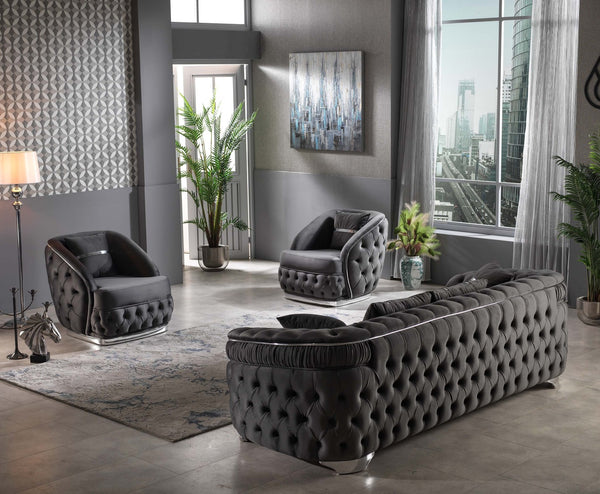 Arizona Luxury Sofa Set - Beige & Black