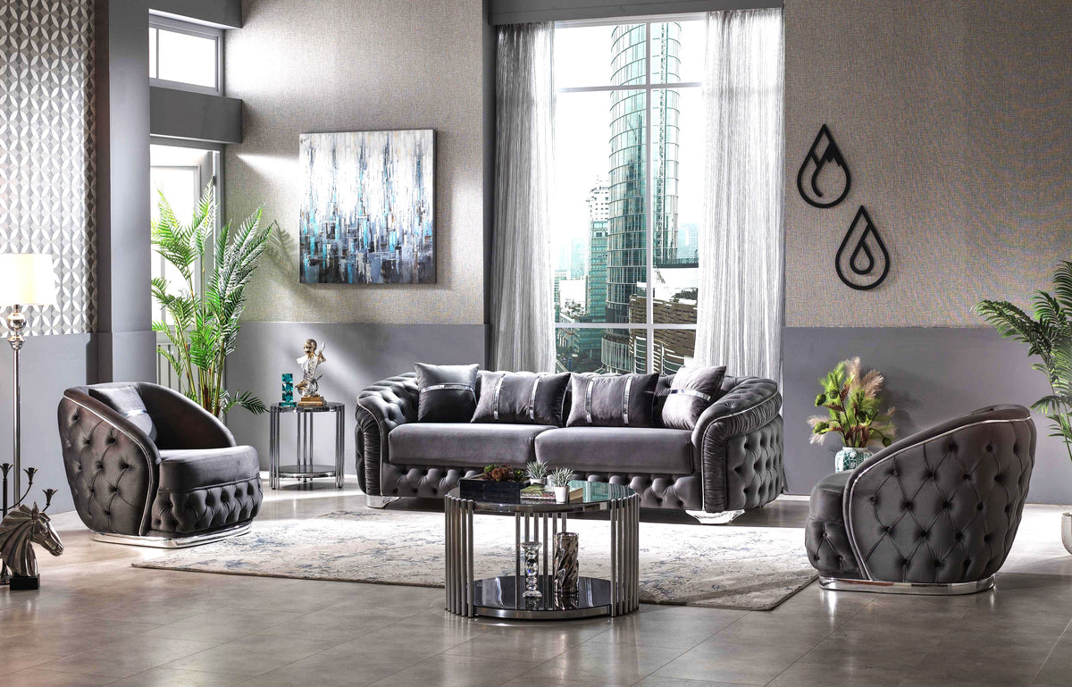 Arizona Luxury Sofa Set - Beige & Black