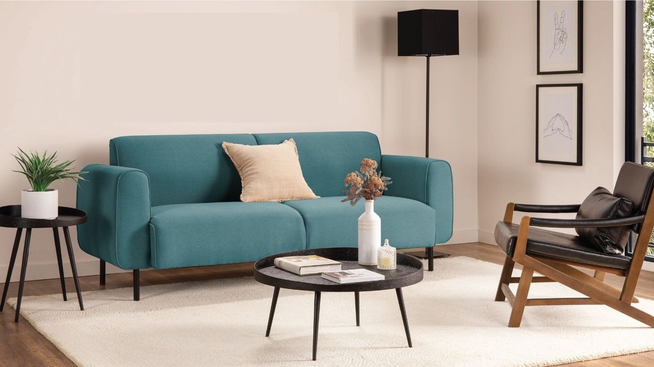 Stella 3 Seater Sofa - Teal/Pink