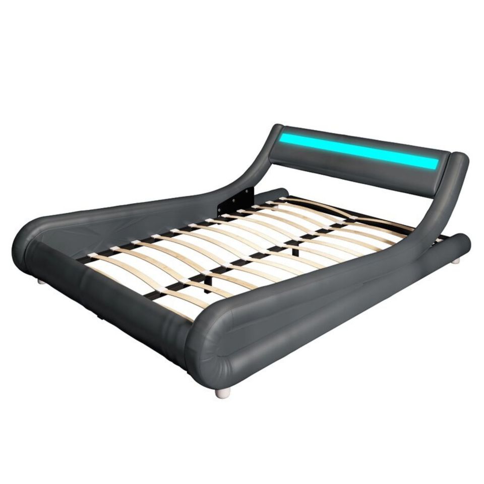 Thomas Bed with LED light - Queen / Double - Grey / White