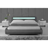 Thomas Bed with LED light - Queen / Double - Grey / White